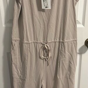Beige Casual Jumpsuit with Drawstring Waist